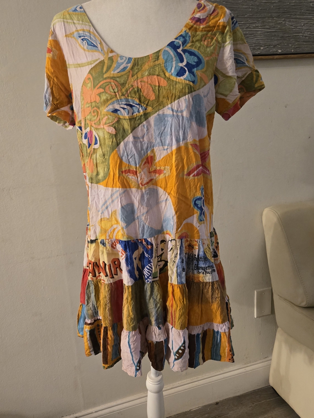 Jams World Multicolor Floral Patchwork Tiered Dress